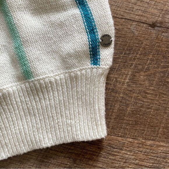 ROXY White Rainbow Hoodie Stripes Medium Hooded Sweatshirt Pullover Athleisure - Picture 5 of 10